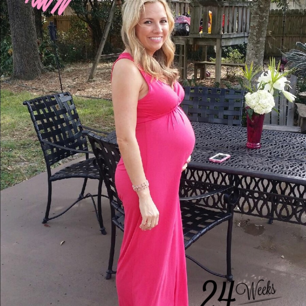 Non maternity, worn as maternity pink maxi dress